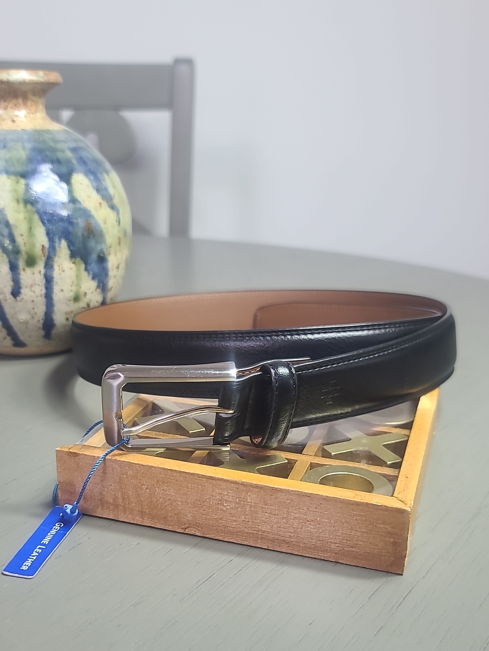 Vince Camuto Classic Black Leather Men’s Belt Size 36